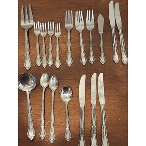 Rogers Stainless Korea Auberge Forks Spoons Knives Ladle 18 Pieces